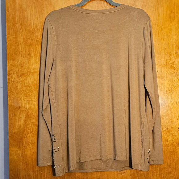 Chico's Embellished Women's Camel Top Size 2 - Picture 5 of 8